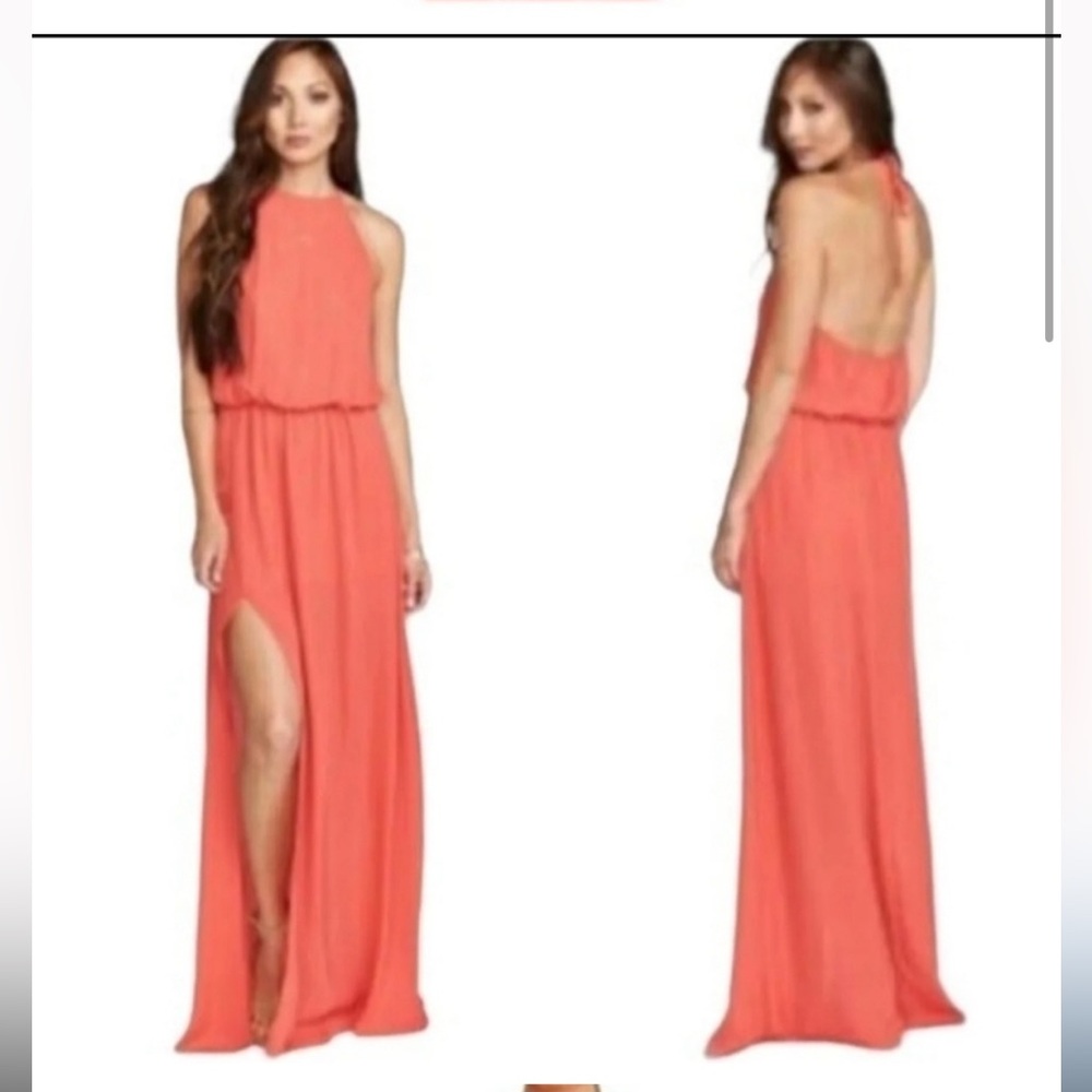 Show Me Your MuMu Coral Halter Maxi Dress